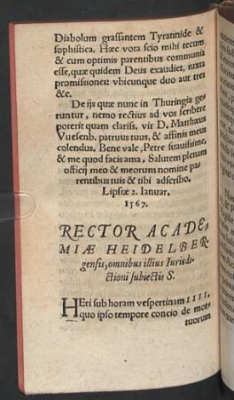 Rector Academia Heidelbergensis ...