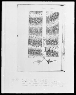 Eines der zwölf erhaltenen Pergamentexemplare der 42-zeiligen Bibel Gutenbergs — Band 1 der Gutenberg-Bibel — Initialen L(ibrum hester), Folio 272verso