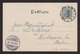 Schreiben an Hermann Muthesius (Postkarte)