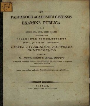 Quorundam Anabaseos Xenophonteae locorum explicationes : [Programma ad examina publ.]