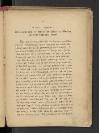 Vierzehnte Erzählung. Eulenspiegel heilt alle Kranken im Hospital zu Nürnberg an einem Tage ohne Arznei.