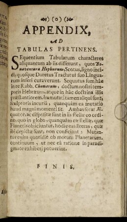Appendix, Ad Tabulas Pertinens.