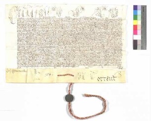 Päpstliche Bulle über die Aufschwörung des Ellwanger Kapitularen Lothar Sebastian von Breidbach-Bürresheim.