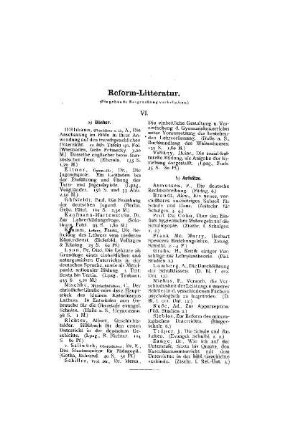 Reform-Litteratur : VI.