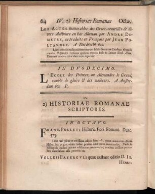2) Historiae Romanae Scriptores.