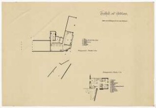 Tennishalle mit Klubräumen, Argentinische Allee, Berlin-Zehlendorf: Kellergrundriss 1:200, Küchengrundriss 1:100