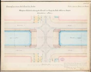Südkanal für Berlin Schinkelwettbewerb 1878: Lageplan (Ausschnitt) 1:250; Maßstabsleiste