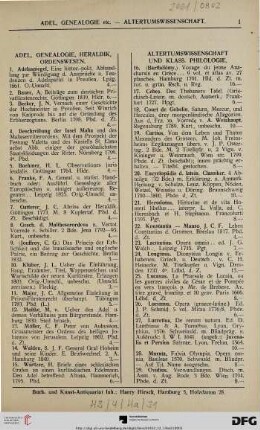 Adel, Genealogie, Heraldik, Ordenswesen (Nr. 1-15)