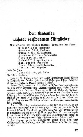 Dem Gedenken unserer verstorbenen Mitglieder.
