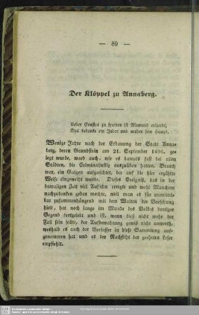 Der Klöppel zu Annaberg