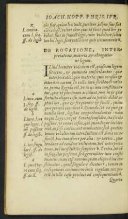 De Rogatione, Interpretatione, materia, et abrogatione legum.