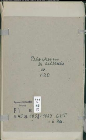 Kirchenbuchduplikate der evangelischen Gemeinde Blasheim, Kreis Lübbecke (GHT 1858-1863). (Gemeinde: Evangelische Gemeinde Blasheim, Kreis Lübbecke)