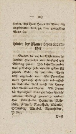 Hinter der Mauer beym Spitalthor.