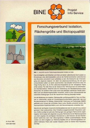 Forschungsverbund Isolation, Flächengröße und Biotopqualität.