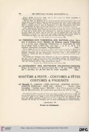 Kostüme und Feste / Costumes & fêtes / Costumes & Pageants (Nr. 627-650)