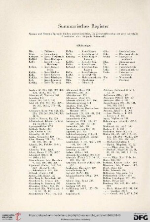 Summarisches Register