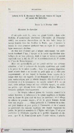 Lettera di S. E. Monsignor Baillès già vescovo di Luc̨on all'autore del Bulletino