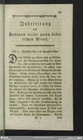 Zubereitung und Gebrauch vieler guten diätetischen Mittel