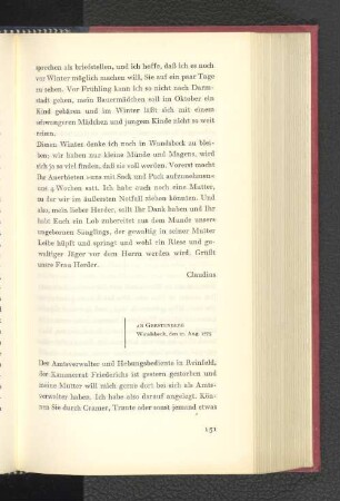 An Gerstenberg Wandsbeck, den 21. August 1775