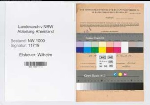 Entnazifizierung Wilhelm Eisheuer, geb. 25.04.1906 (Bankangest.)