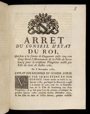 1r-2v, Arret Du Conseil D´Etat Du Roi