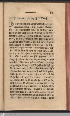 Neun und zwanzigster Brief