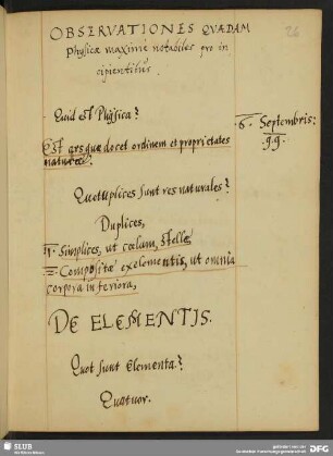 Observationes quaedam physicae maxime notabiles pro incipientibus.