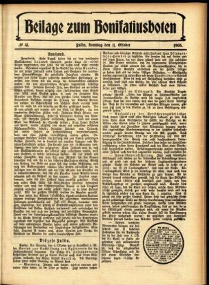 Zweite Ausgabe vom Sonntag, den 11. Oktober 1903.