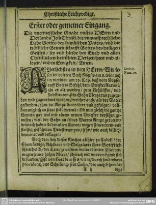 Leichenpredigt : Christliche Leichpredigt, Erster oder gemeiner Eingang, Textus, Eingang, Erklärung, Usus