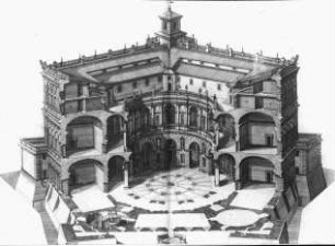 Caprarola, Darstellung des Palazzo Farnese, nach Sandrart