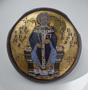 Severinusscheibe: Goldmedaillon mit Bild des heiligen Severin