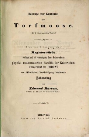 Beiträge zur Kenntniss der Torfmoose