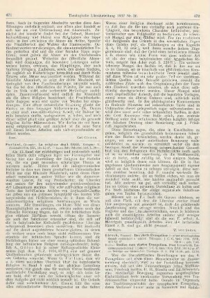 472-480 [Rezension] Hirsch, Emanuel, Das vierte Evangelium