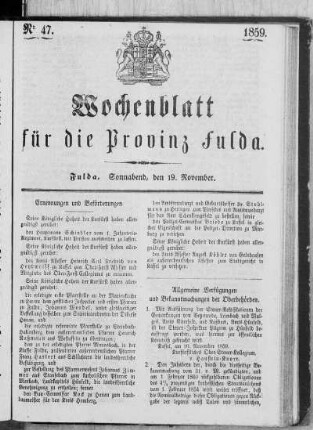 Nr. 47, Ausgabe vom 19. November 1859