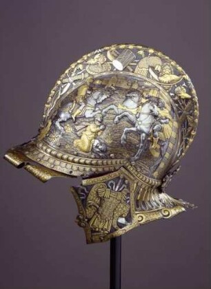 Sturmhaube / Garnitur bestehend aus Sturmhaube und Schild