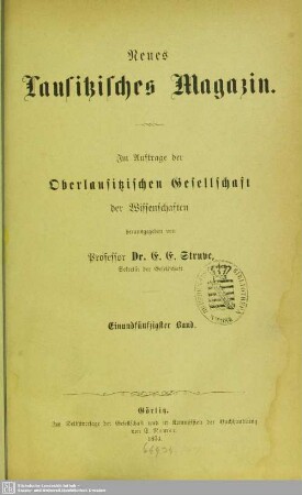 51.1874: Neues lausitzisches Magazin : Zeitschrift der Oberlausitzischen Gesellschaft der Wissenschaften