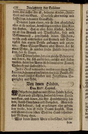 Von denen Händen. Das XLIV. Capitel. - Von Speise und Tranck. Das LXII. Capitel.