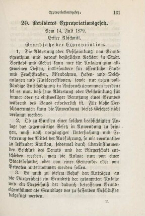 20. Revidirtes Expropriationsgesetzt. Vom 14. Juli 1879