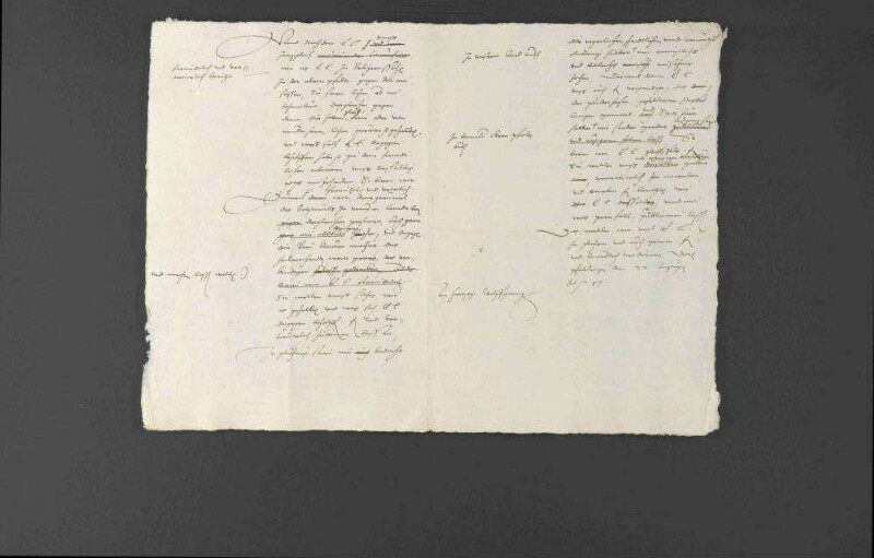 Herzog Christoph von Württemberg und Pfalzgraf Wolfgang übermitteln einander Kirchenordnungen, Mandate gegen Gotteslästerer und Wiedertäufer, auch Abstellung der unflätigen Pluderhosen und gewachster Stiefel, dazu erbittet der Pfalzgraf auch noch die württembergische Kanzleiordnung, auch den Staat des Marschalls, Haushofmeisters und anderer Hofdiener.