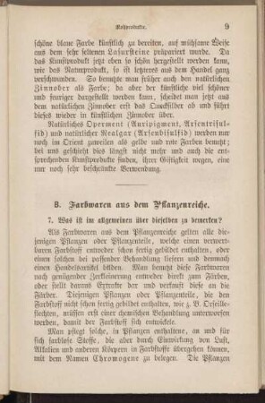 B. Farbwaren aus dem Pflanzenreiche.