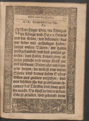 XIX. Gebet wider den Türcken.