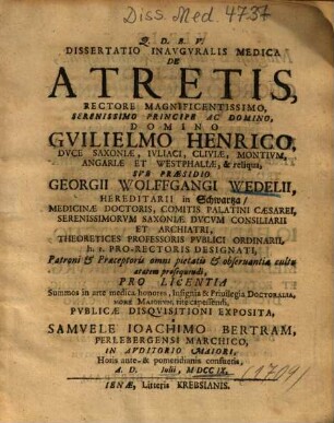 Dissertatio Inavgvralis Medica De Artretis