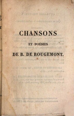 Chansons et poésies