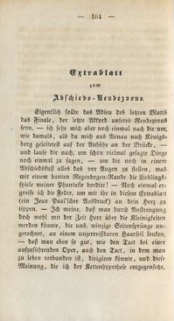 Extrablatt zum Abschieds-Rendezvous
