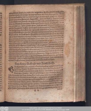 Von Krieg/ Auffruhr und Feindschafft.
