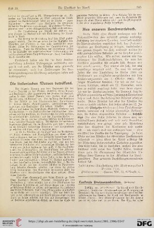 Die italienischen Museen betreffend
