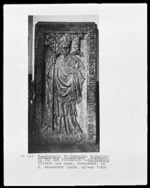Grabplatte für Abt Friedrich von Weidenberg, gestorben 1395