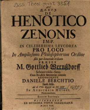 De Henotico Zenonis Imp.