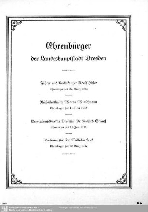 Ehrenbürger der Landeshauptstadt Dresden