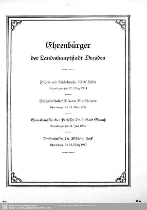 Ehrenbürger der Landeshauptstadt Dresden